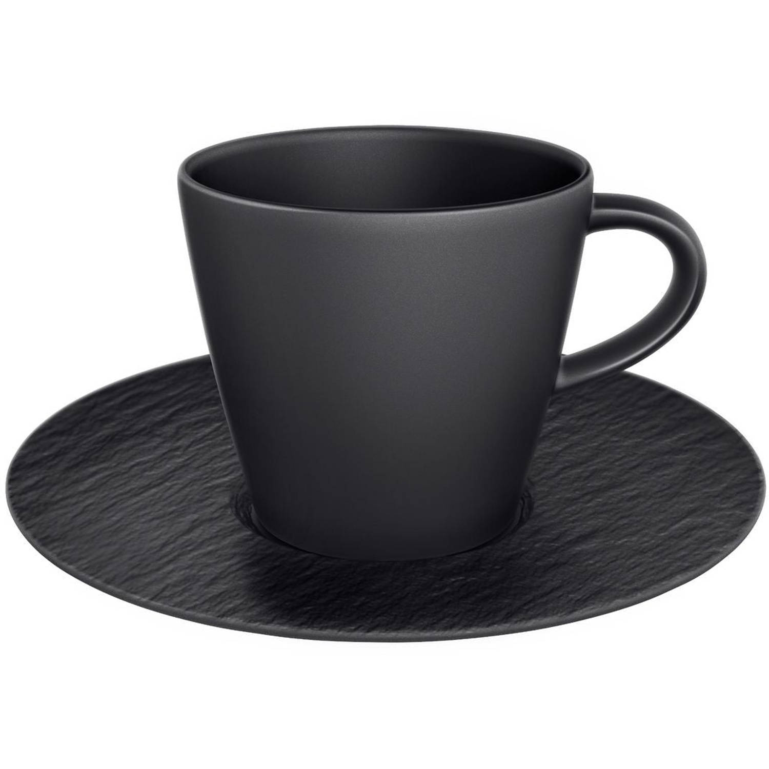 Villeroy & Boch Koffiekop en -schotel Manufacture Rock Zwart 160 ml