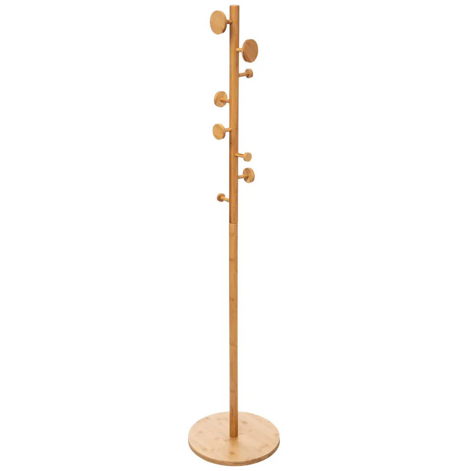 5Five kapstok lichtbruin bamboe staand -8 haken op verschillende hoogtes 175 cm Kapstokken