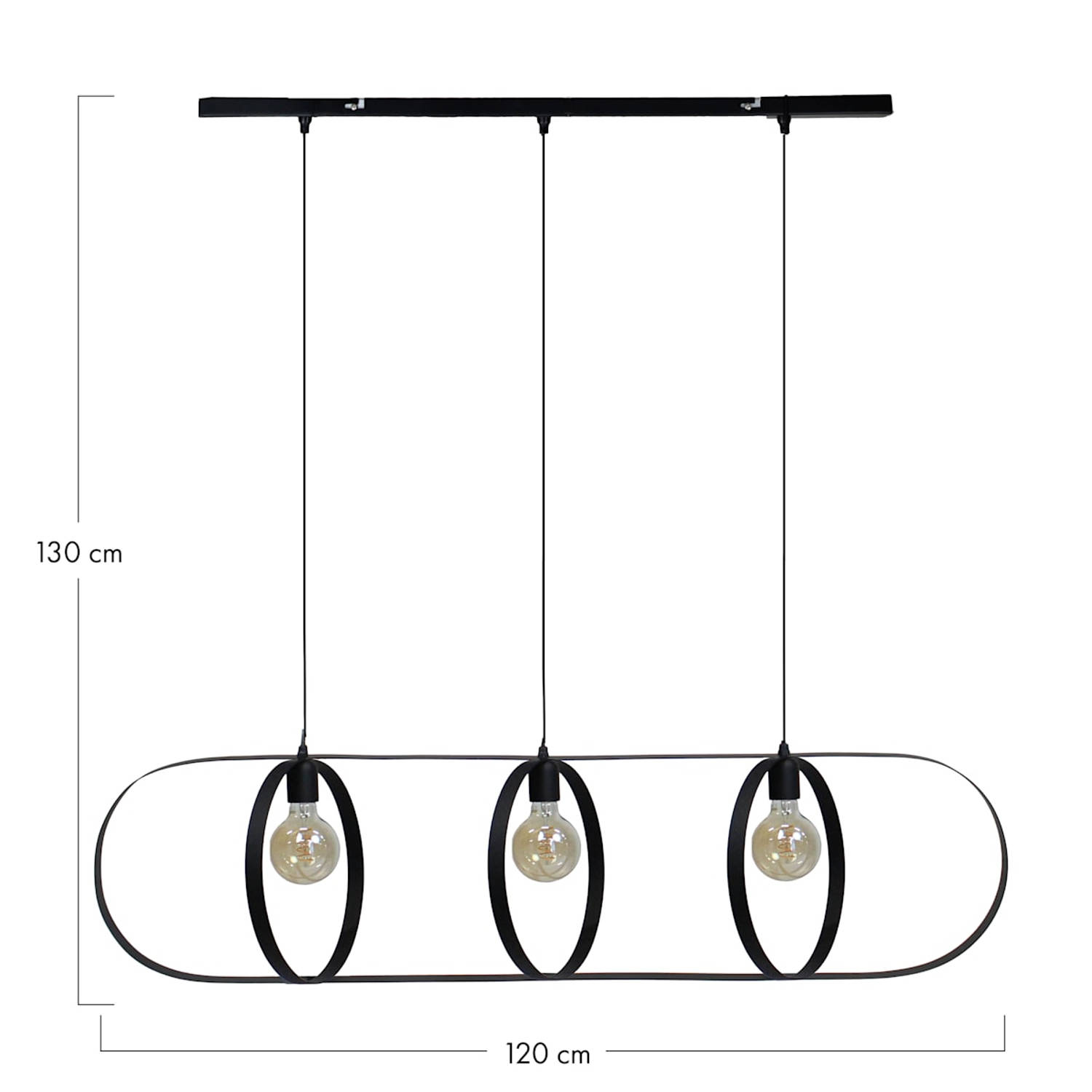 DKNC - Hanglamp Henry - Metaal -120x27,5x130cm - Zwart