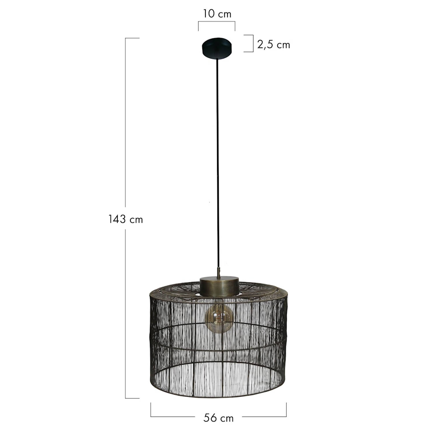 DKNC - Hanglamp Benjamin - Metaal - 56x56x43cm - Brons