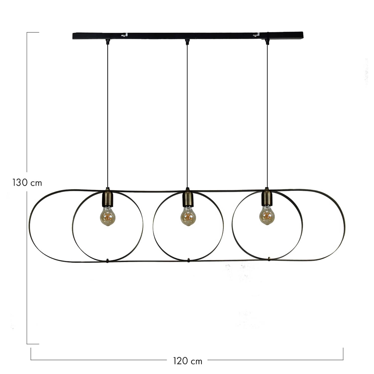 DKNC - Hanglamp Henry - Metaal -120x28x130cm - Zwart