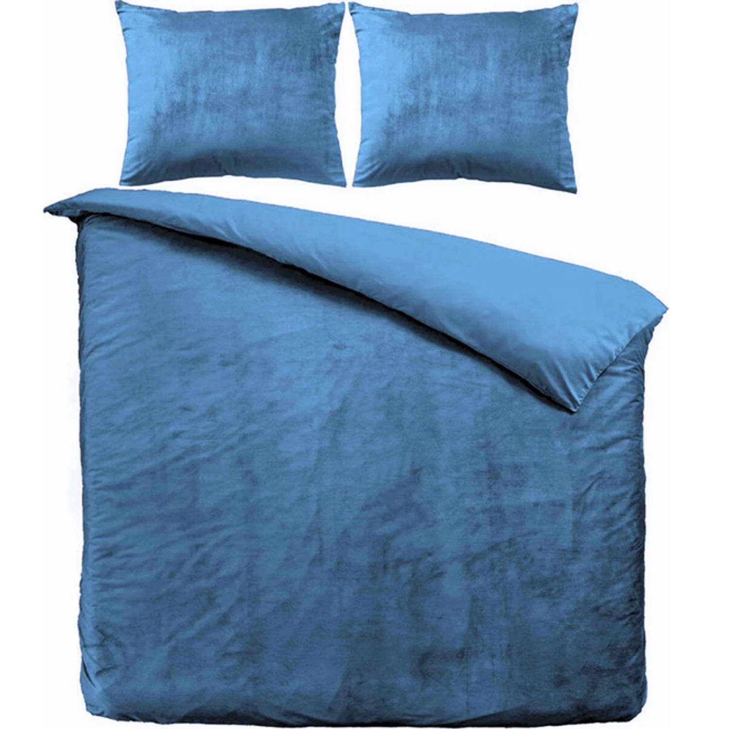 Zavelo Dekbedovertrek Velvet Comfort Petrol Blauw-Lits-jumeaux (240 x 200-220 cm)