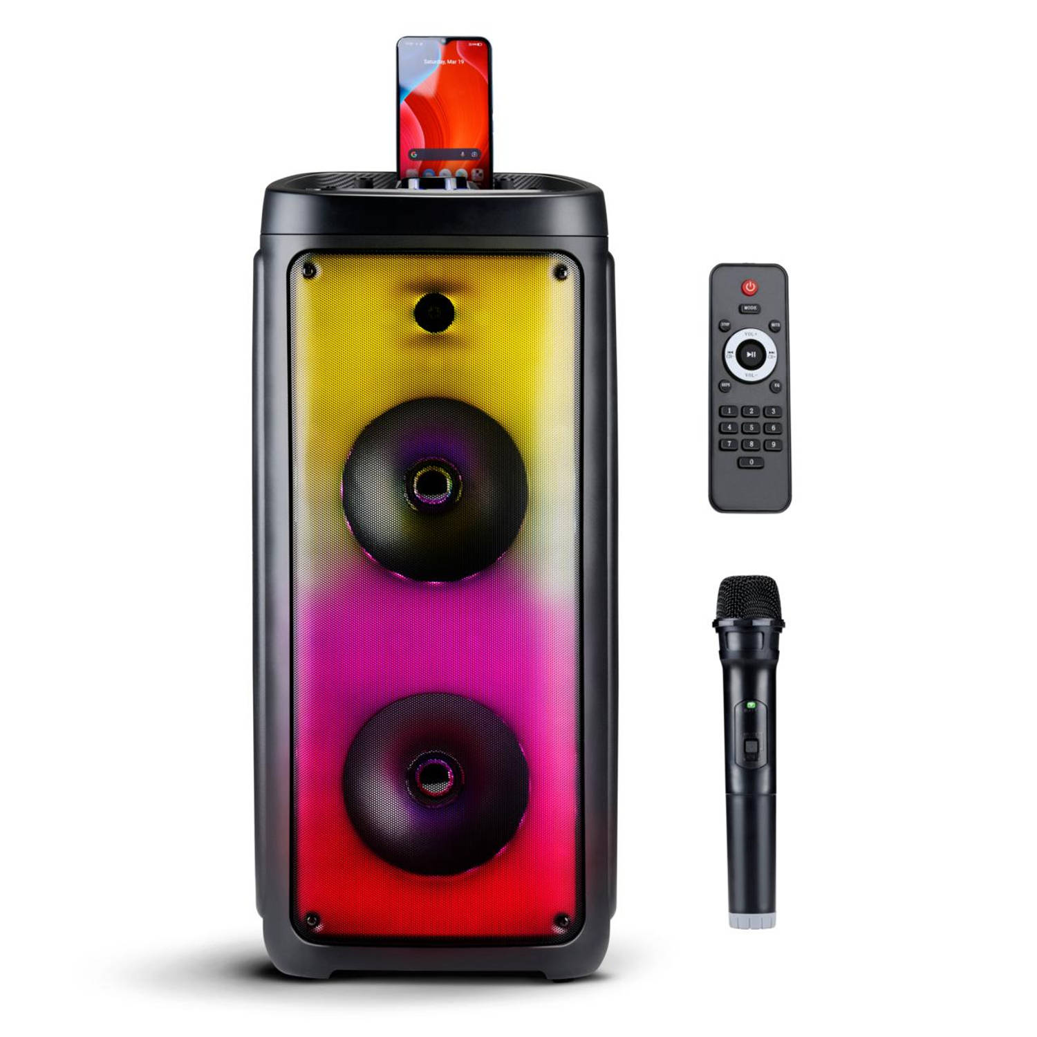 Bluetooth Speaker met Microfoon Partybox met Sfeerverlichting Muziek Box en Karaoke Set Party Speake
