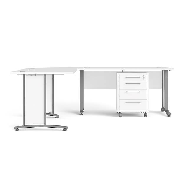 Prisme Hoekbureau 304 met verrijdbaar onderstel, wit