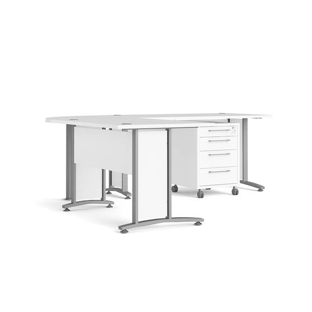 Prisme Hoekbureau 304 met verrijdbaar onderstel, wit