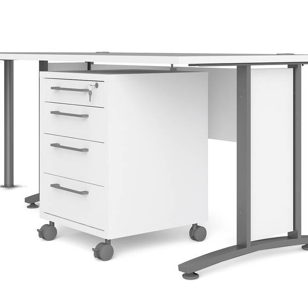 Prisme Hoekbureau 304 met verrijdbaar onderstel, wit