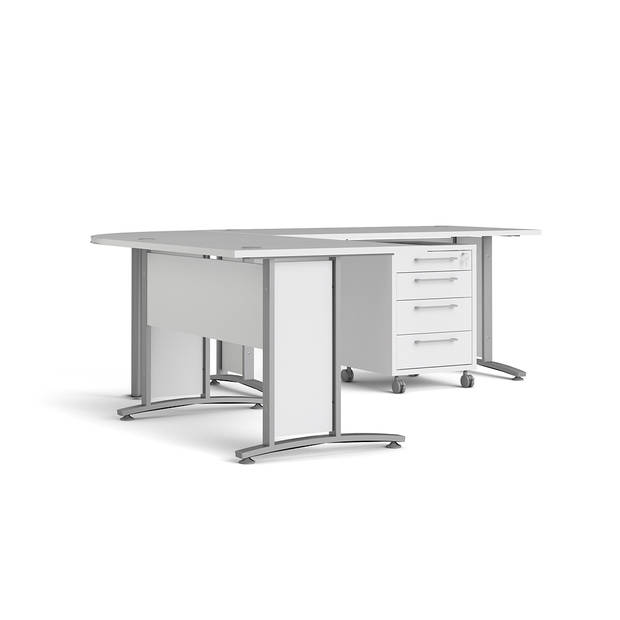 Prisme Hoekbureau 305 met verrijdbaar onderstel, wit