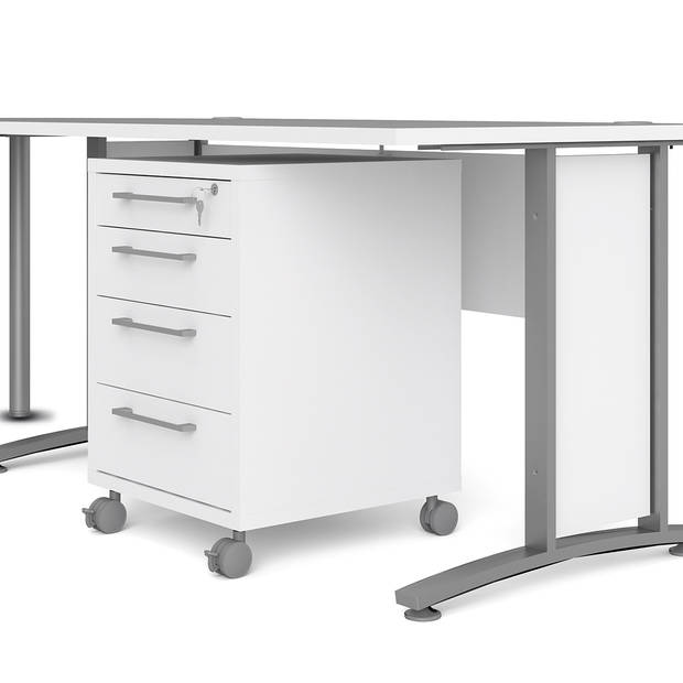 Prisme Hoekbureau 305 met verrijdbaar onderstel, wit