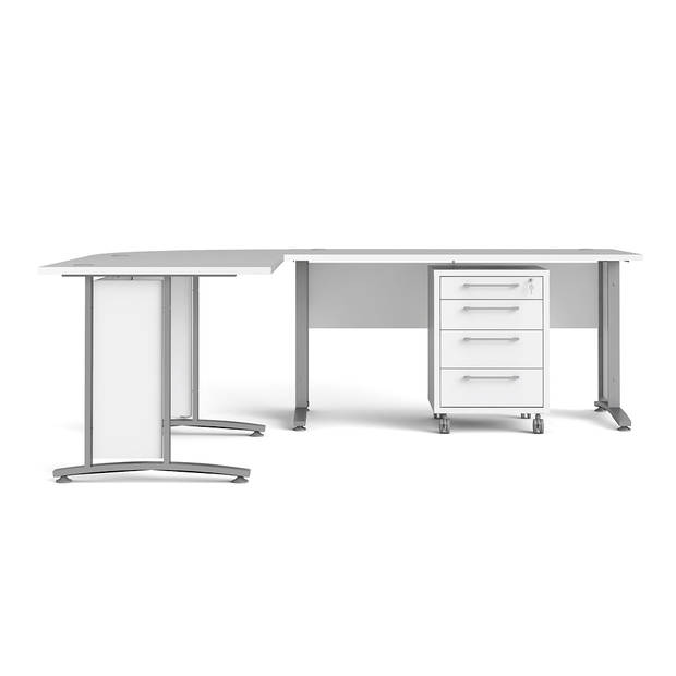 Prisme Hoekbureau 305 met verrijdbaar onderstel, wit