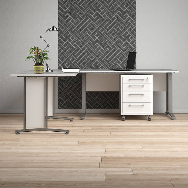 Prisme Hoekbureau 305 met verrijdbaar onderstel, wit