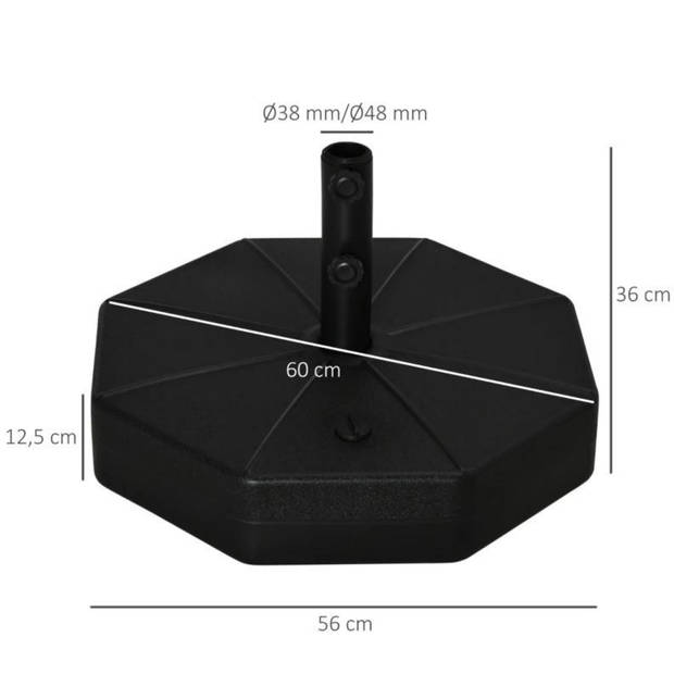 Parasolvoeten - Voet Parasol - Tuin - Zwart -Ø60 x 36H cm