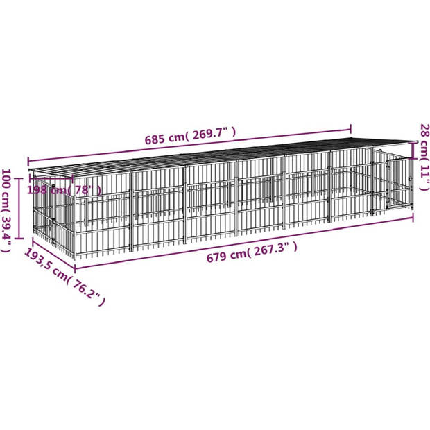 The Living Store Puppykennel - Hondenhok - Muren van stalen stangen - Stevige constructie - Praktisch ontwerp - Handig