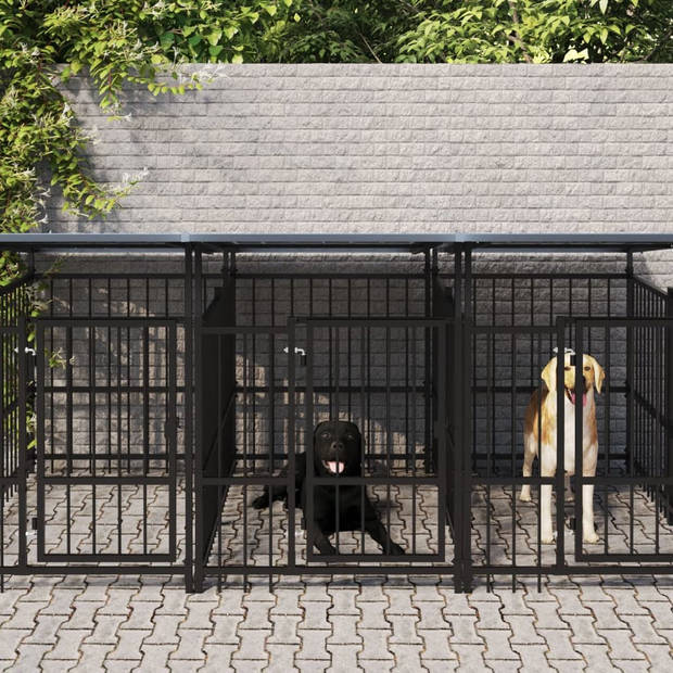 The Living Store Hondenhok - Alles-in-één - Hondenkennel - 491 x 198 x 128 cm - Stalen stangen - Stevige constructie -