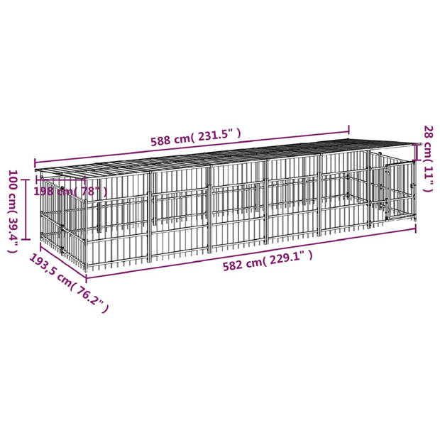 The Living Store Hondenhok XL - Hondenkennel - Stalen stangen - Stevige constructie - Afsluitbare deur - Beschermend