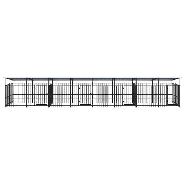 The Living Store Hondenhok K9 - Kennel - 782 x 198 x 128 cm - Stalen muren - Stevige constructie - Afsluitbare deur -