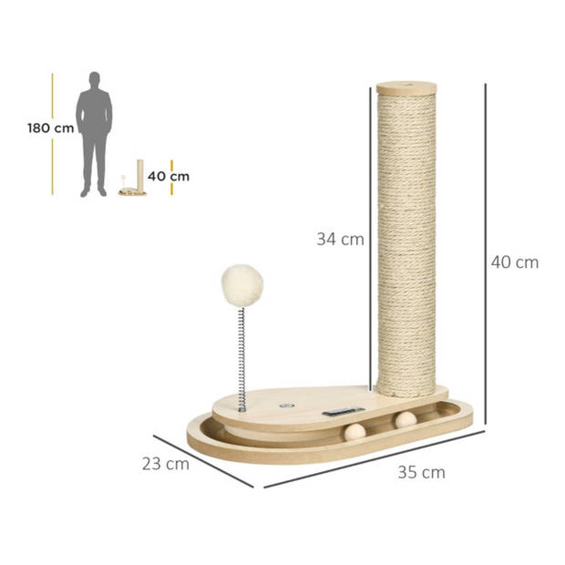 Kattenspeeltjes - Kattenspeelgoed - Krabpaal - Kattenkrabpaal - 35 cm x 23 cm x 40 cm