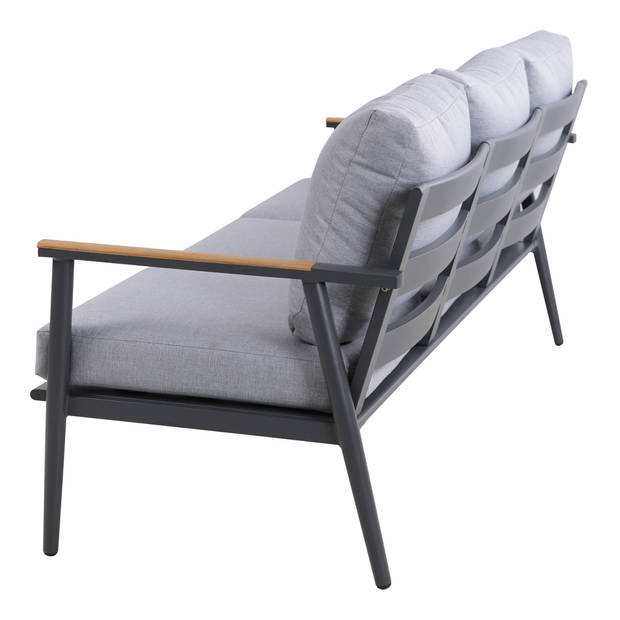 AXI Bibi Stoel-bank Loungeset 4-delig Antraciet / Teak Lounge Set met 2 stoelen, bank & tuintafel van Aluminium / Teak