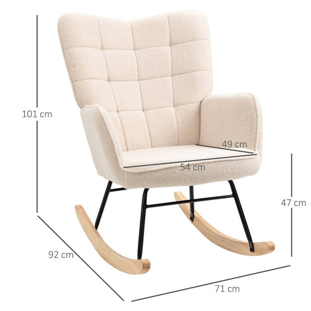 Schommelstoel - Stoelen - Meubels - Fauteuil - Roomwit - 71 cm x 92 cm x 101 cm