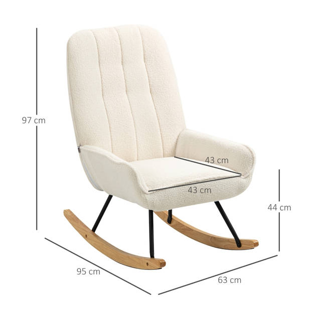 Schommelstoel - Stoelen - Fauteuil - Meubels - Natuur/creme - 63 cm x 95cm x 97 cm