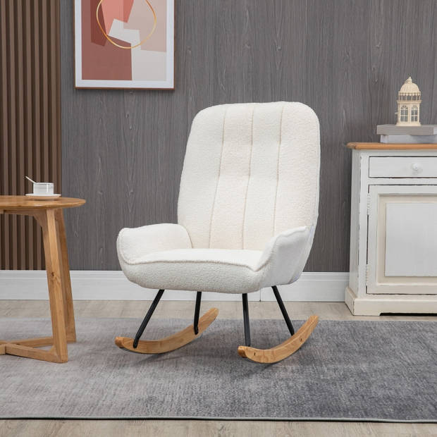 Schommelstoel - Stoelen - Fauteuil - Meubels - Natuur/creme - 63 cm x 95cm x 97 cm