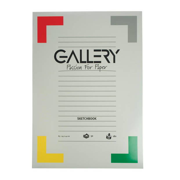 Gallery schetsblok, ft 29,7 x 42 cm (A3), 180 g/m², blok van 50 vel 5 stuks