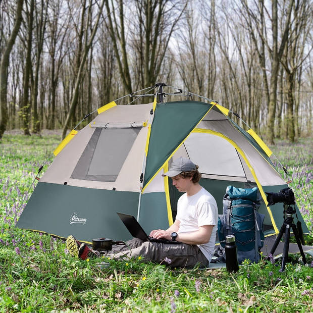 Tent voor 3 personen - Kampeertent - Koepeltent - Kamperen - Groen - 205 x 195 x 135 cm