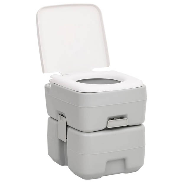 The Living Store Campingtoilet - Grijs - 41.5 x 36.5 x 42 cm - 20L afvaltank - T-spoeling