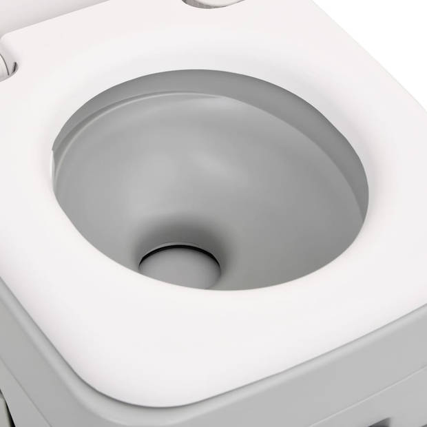 vidaXL Campingtoilet draagbaar 10+10 L HDPE grijs en wit