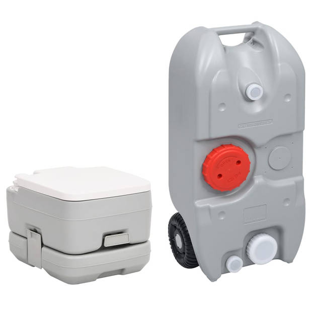 The Living Store Campingtoilet - Afvaltank 10L - T-spoeling - Grijs - HDPE