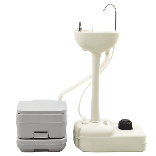 The Living Store Campingtoilet - Draagbare kampeerset - Toilet - wasbak - 41.5x36.5x30 cm - 10L afvaltank - Handsfree