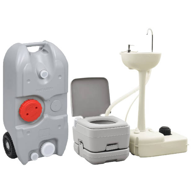 The Living Store Campingtoilet - Draagbare kampeerset - Toilet - wasbak - 41.5x36.5x30 cm - 10L afvaltank - Handsfree