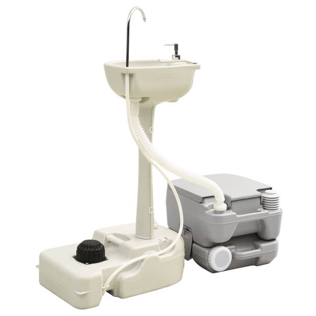 The Living Store Campingtoilet - Draagbare kampeerset - Toilet - wasbak - 41.5x36.5x30 cm - 10L afvaltank - Handsfree