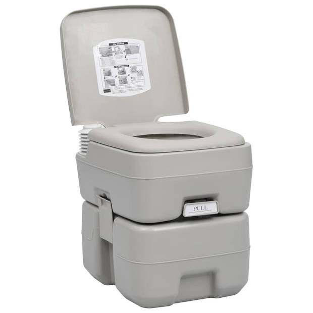 The Living Store Campingtoilet en Kampeerwasbak - Draagbaar - 41.5x36.5x42.5 cm en 72x42x103 cm - 20L en 30L tanks -