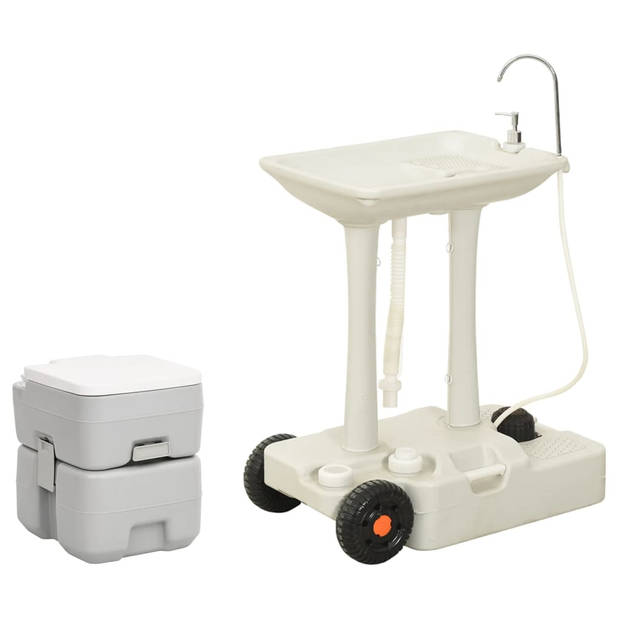 The Living Store Campingtoilet - Grijs - 41.5 x 36.5 x 42 cm - 20L afvaltank - T-spoeling