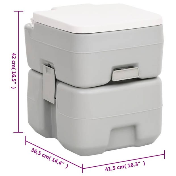 The Living Store Campingtoilet - Grijs - 41.5 x 36.5 x 42 cm - 20L afvaltank - T-spoeling