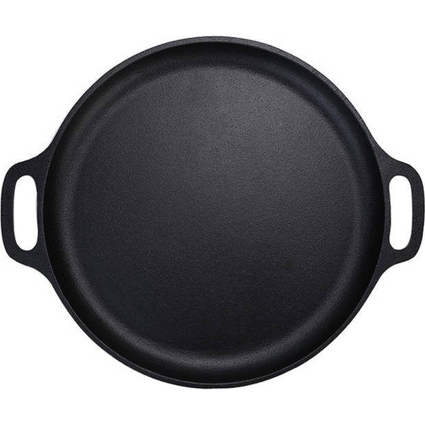 Koock Amsterdam Skillet gietijzer - koekenpan - PFAS vrij - 32cm - zonder steel - Paellapan - BBQ accessoires - Geschikt