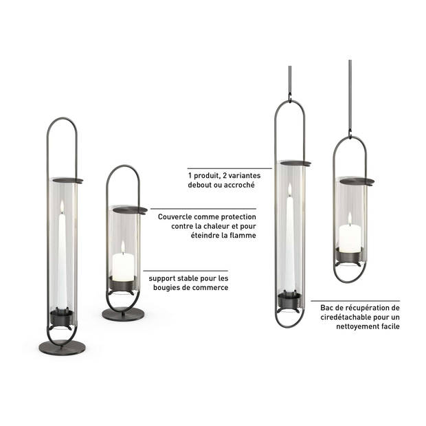 Höfats - Oval Candle 35 Kandelaar - Borosilicaatglas - Zwart