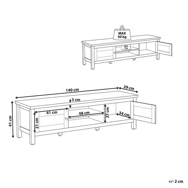 Beliani ATOCA - TV-kast-Lichte houtkleur-MDF