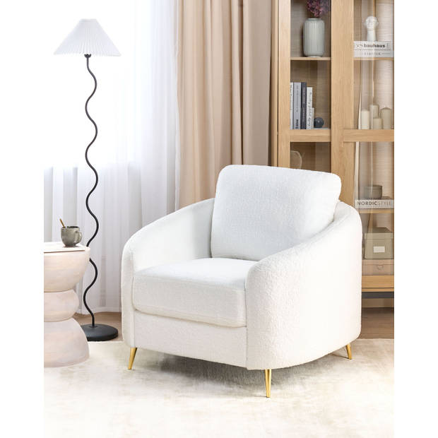 Beliani TROSA - Fauteuil-Wit-Bouclé