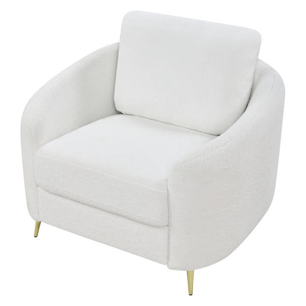 Beliani TROSA - Fauteuil-Wit-Bouclé