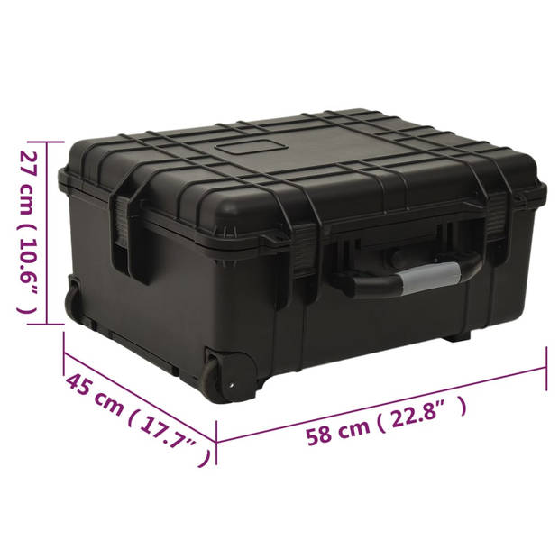 The Living Store Flightcase - Zwart - 58 x 45 x 27 cm - Schokbestendig - Waterbestendig - Afsluitbaar - Wielen -