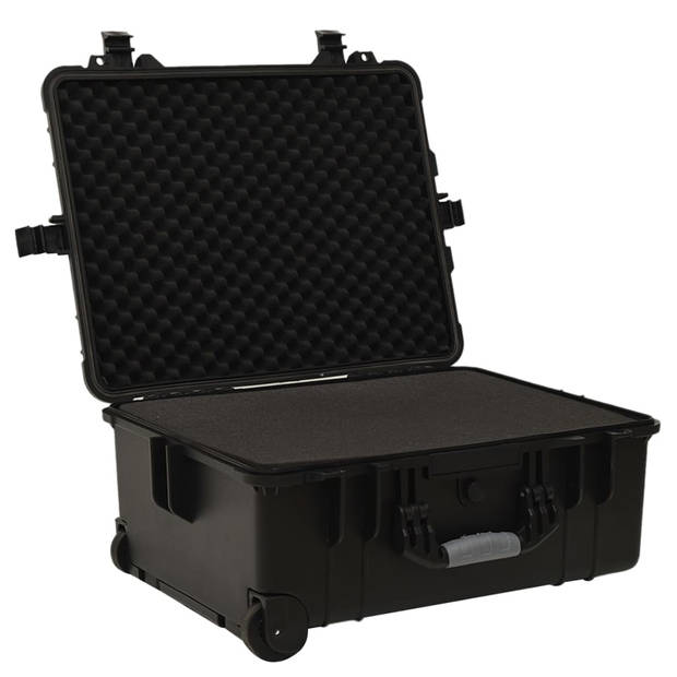 The Living Store Flightcase - Zwart - 58 x 45 x 27 cm - Schokbestendig - Waterbestendig - Afsluitbaar - Wielen -