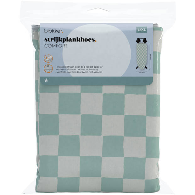 Blokker Strijkplankhoes Comfort L/XL - Blok Groen - 140 x 50 cm