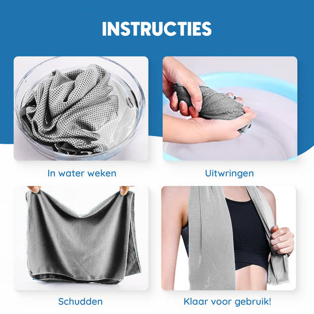 Verkoelende Handdoek - Koel - Cooling Towel - Sport - Fitness - ijshanddoek - Grijs - 2 stuks