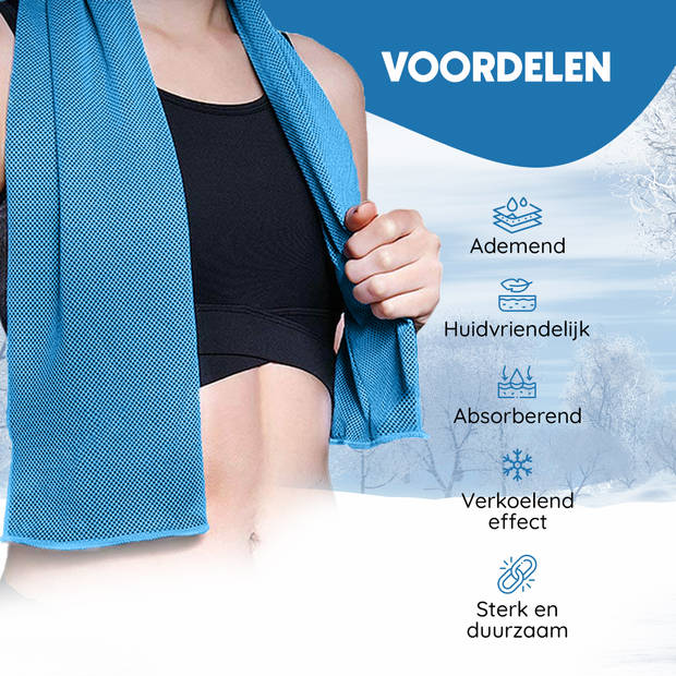 Verkoelende Handdoek - Koel - Cooling Towel - Sport - Fitness - ijshanddoek - Lichtblauw - 2 stuks