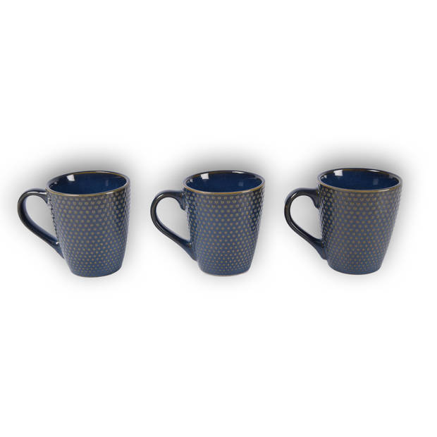 3x Luxe Keramische Beker Set - Koffie- en Theebekers, 200ml Capaciteit, blauw Kleur