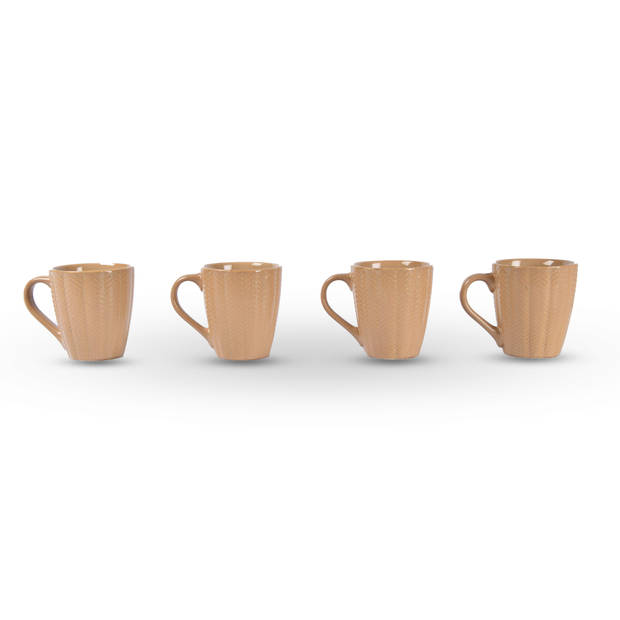 4x Luxury Ceramic Cup Set - Coffee and Tea Cups, 200ml Capacity, Beige Color