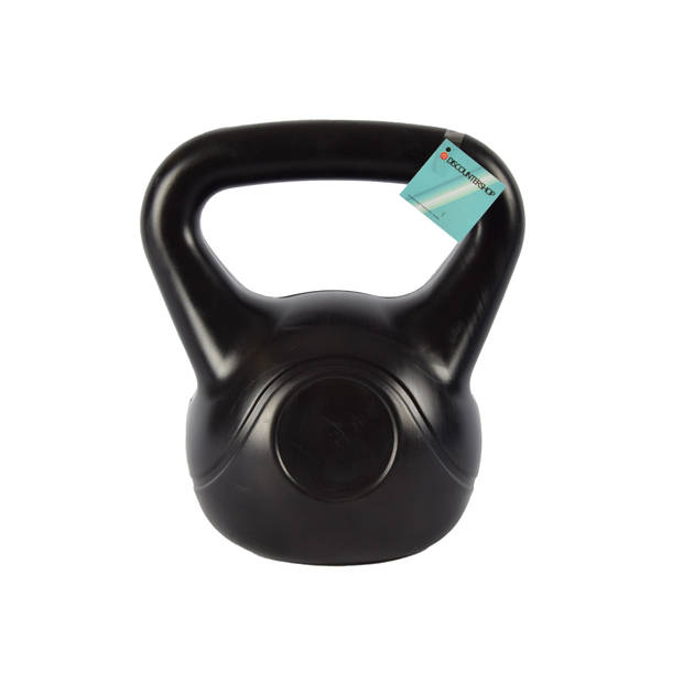 Professionele 8kg Kettlebell Zwart Kunststof Cement Gevuld 24cm x 22cm x 18 cm Met Antislip Handvat Ideaal voor