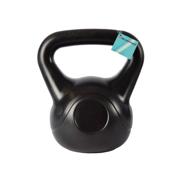 Kettlebell 12 kg Zwart Kunststof Gevuld met Cement voor Kettlebell Training en Oefeningen Inclusief Antislip Handvat