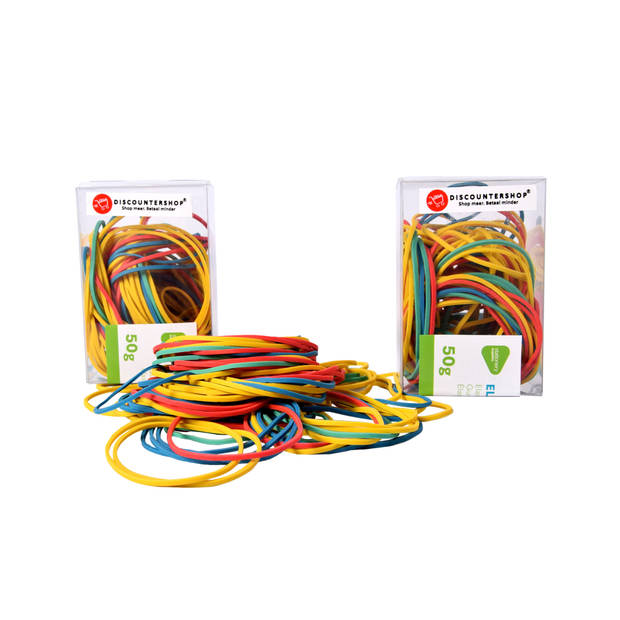 Rubberen Elastiekjes Set voor Kinderen - 8cm Lengte - Gekleurd Rubber - 0.1cm Breed - 2x50g Doosjes